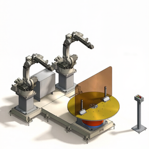 Dual robot horizontal rotary positioner