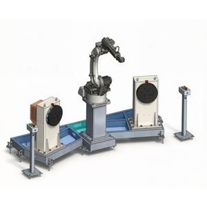 L-shaped dual station integrated single robot welding workstation